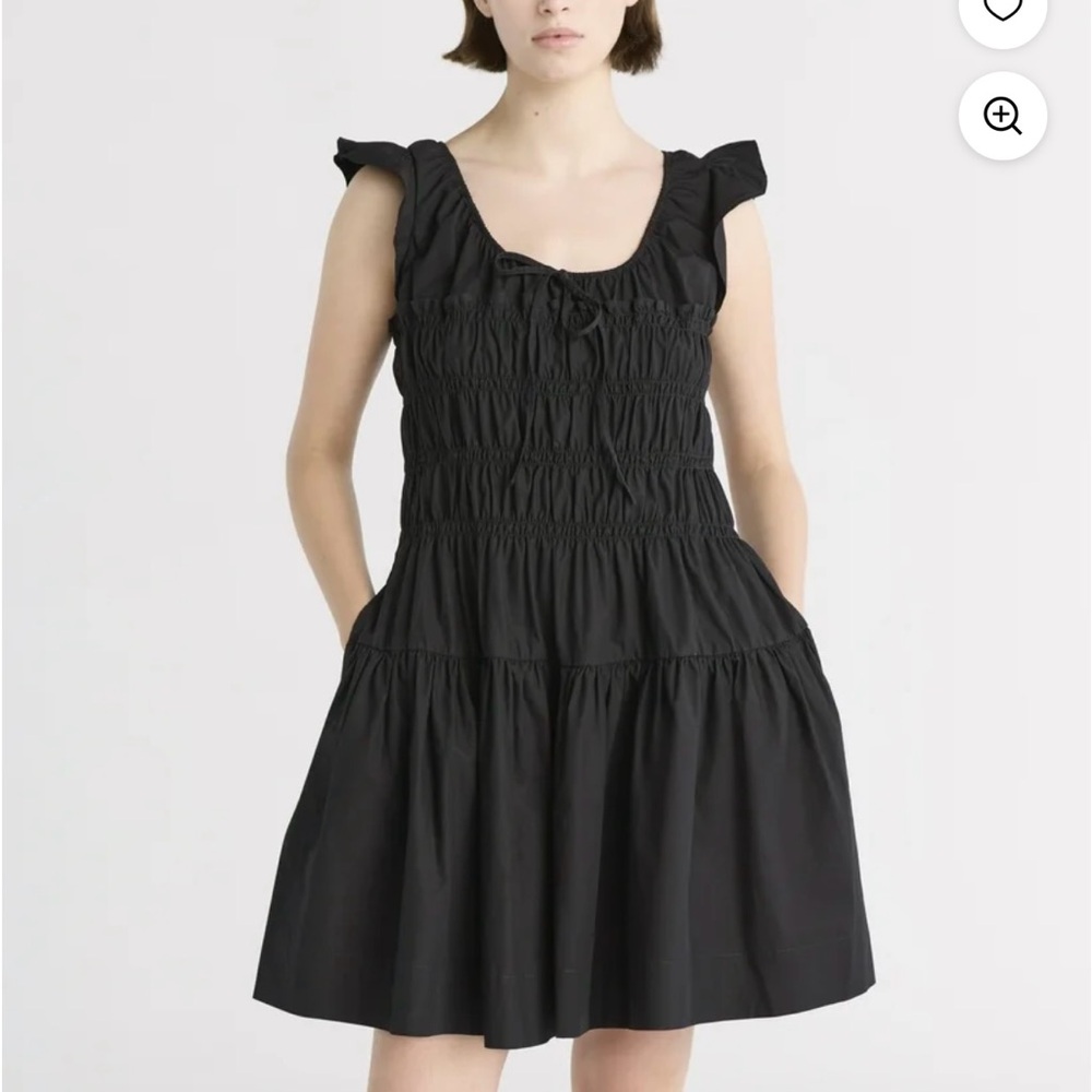 Chic Black Smocked Mini Dress